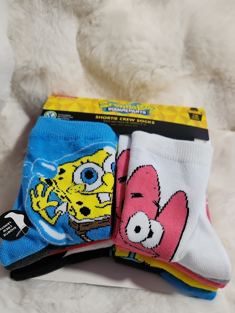SpongeBob Squarepants Colorblock Short Crew Socks - Blue, White & Pink